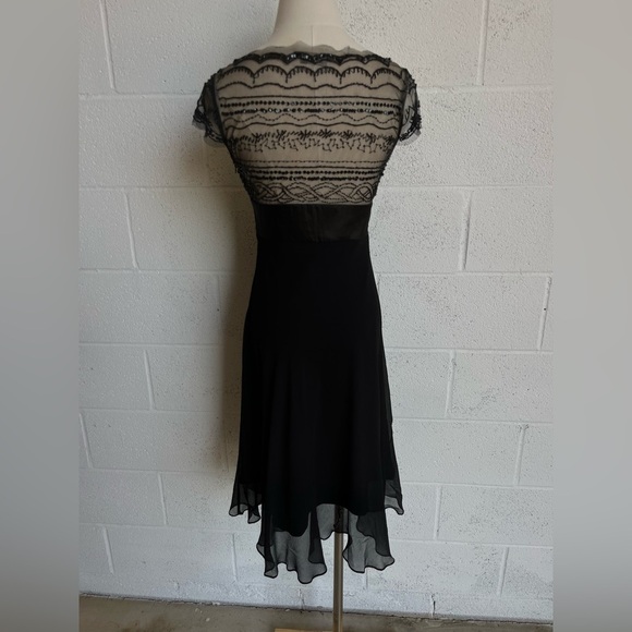 BCBGMAXAZRIA Black Silk Beaded Dress Size 2 - Picture 3 of 5